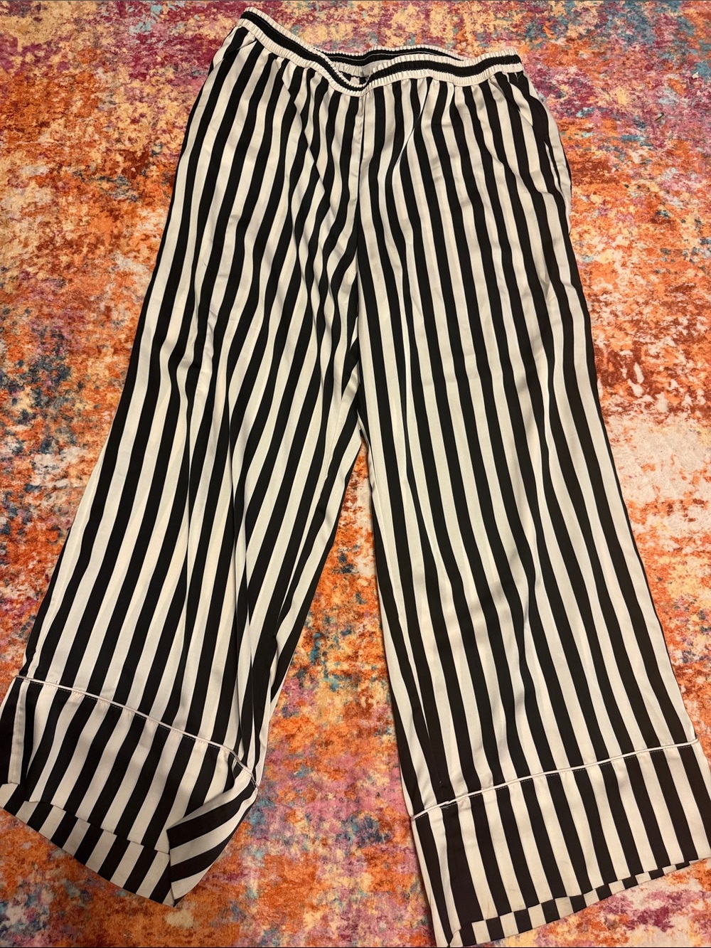 La Ligne Black & White Vertical-Stripe Wide-Leg Pants